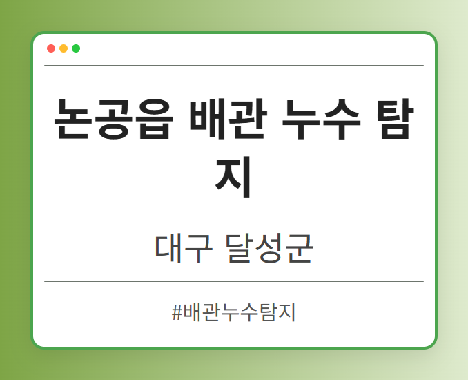 논공읍 배관 누수 탐지 - 대구 달성군 논공읍 배관 누수 탐지 전문업체