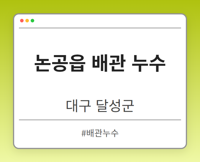 논공읍 배관 누수 - 대구 달성군 논공읍 배관 누수 전문업체