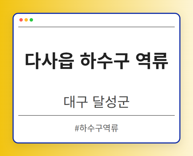 다사읍 하수구 역류 - 대구 달성군 다사읍 하수구 역류 전문업체