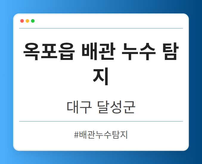 옥포읍 배관 누수 탐지 - 대구 달성군 옥포읍 배관 누수 탐지 전문업체