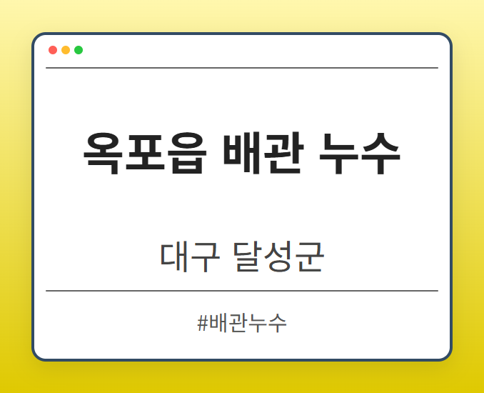 옥포읍 배관 누수 - 대구 달성군 옥포읍 배관 누수 전문업체