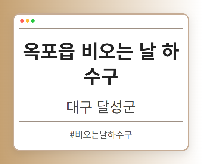 옥포읍 비오는 날 하수구 - 대구 달성군 옥포읍 비오는 날 하수구 전문업체