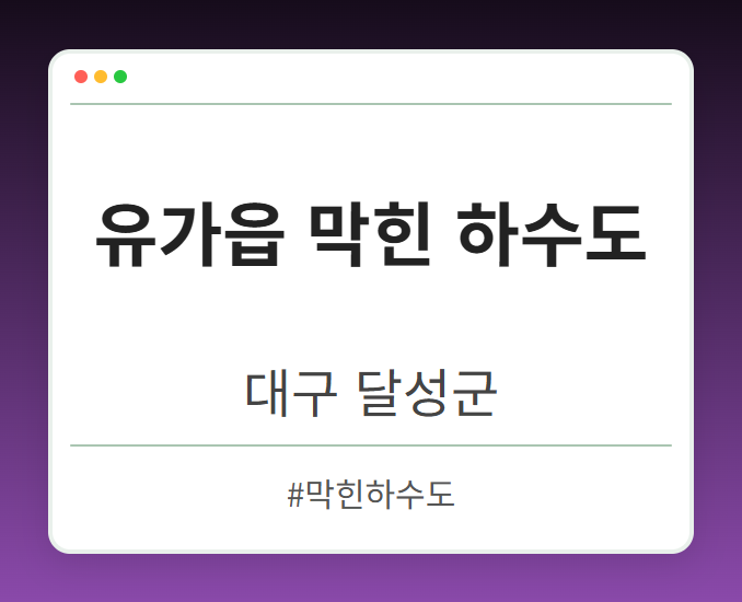 유가읍 막힌 하수도 - 대구 달성군 유가읍 막힌 하수도 전문업체