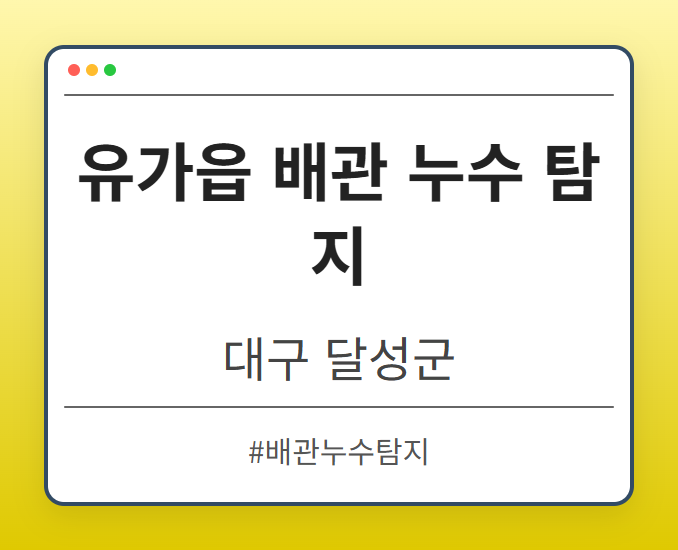 유가읍 배관 누수 탐지 - 대구 달성군 유가읍 배관 누수 탐지 전문업체