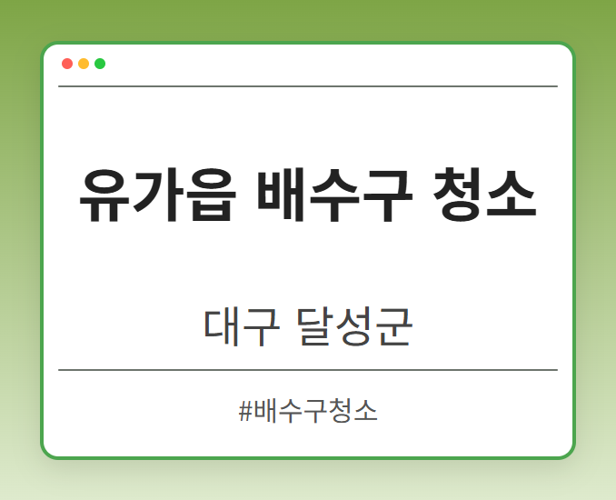유가읍 배수구 청소 - 대구 달성군 유가읍 배수구 청소 전문업체