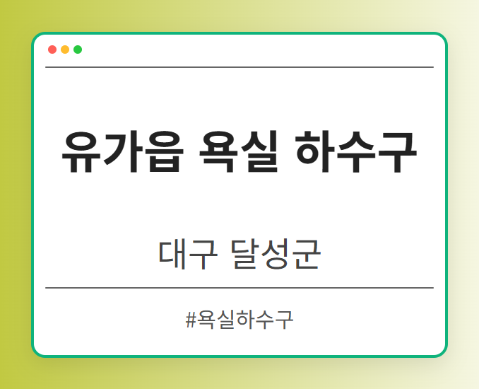 유가읍 욕실 하수구 - 대구 달성군 유가읍 욕실 하수구 전문업체