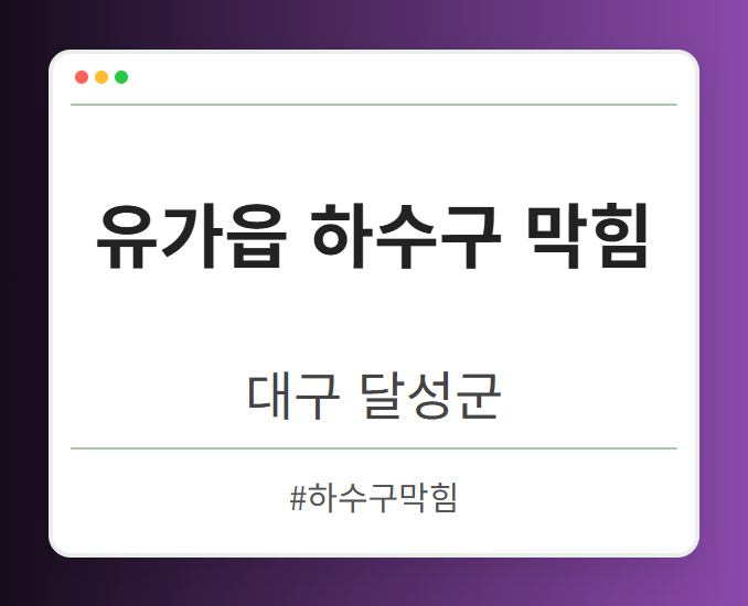 유가읍 하수구 막힘 - 대구 달성군 유가읍 하수구 막힘 전문업체