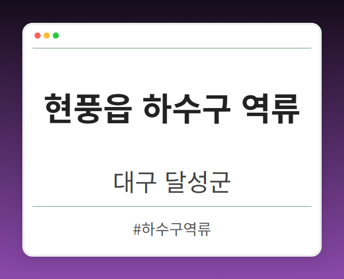 현풍읍 하수구 역류 - 대구 달성군 현풍읍 하수구 역류 전문업체