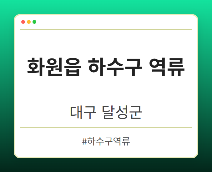 화원읍 하수구 역류 - 대구 달성군 화원읍 하수구 역류 전문업체
